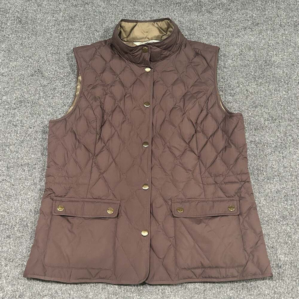 Eddie Bauer Premium Goose Down Women’s Size Large Quilted Puffer Vest Brown